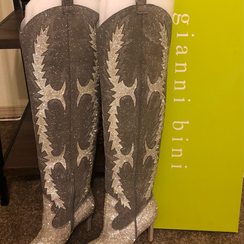 Gianni Bini over the knee high rhinestone boots
